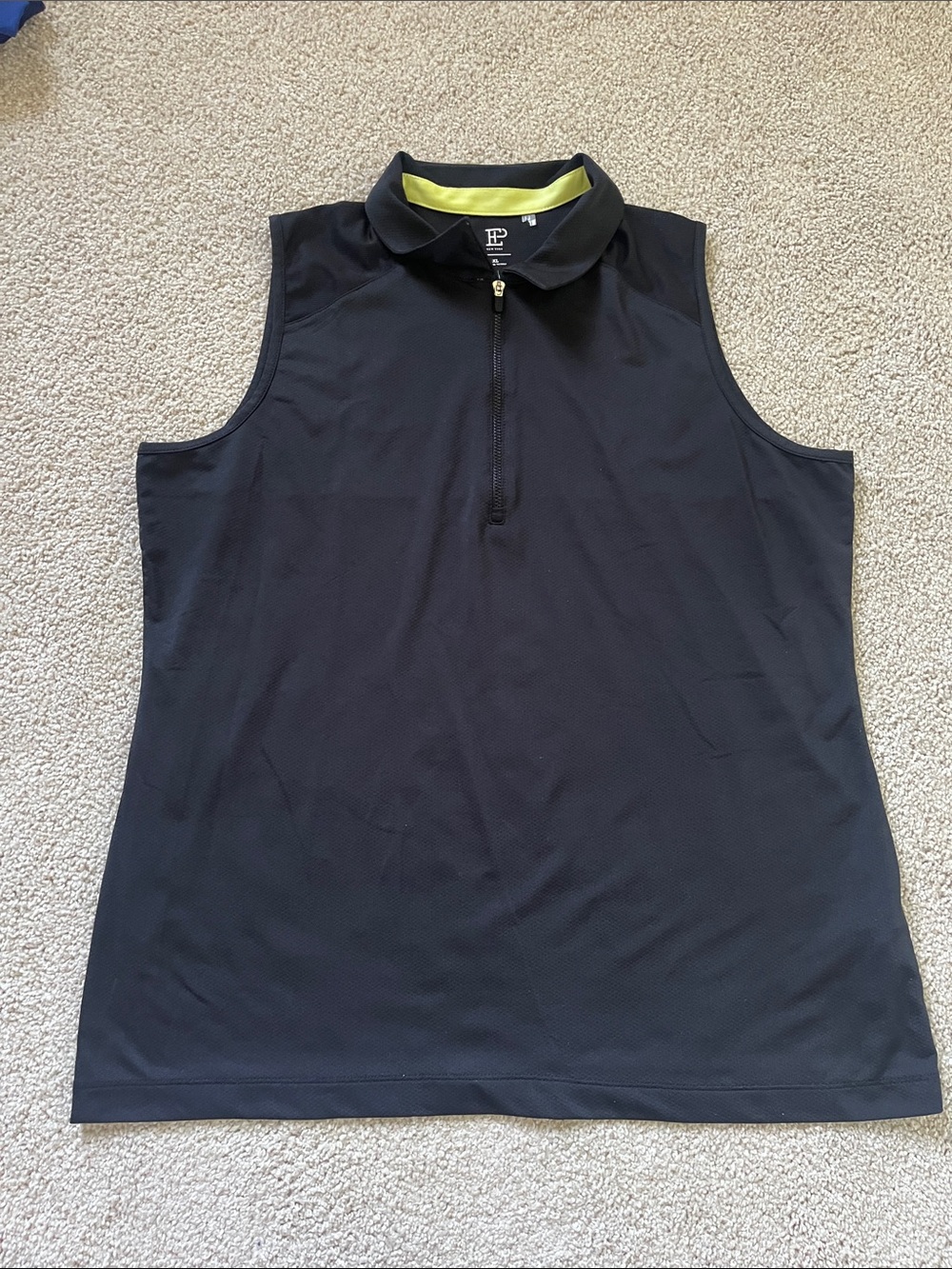 EP Pro Sleeveless Golf Polo - Black with Yellow Collar
